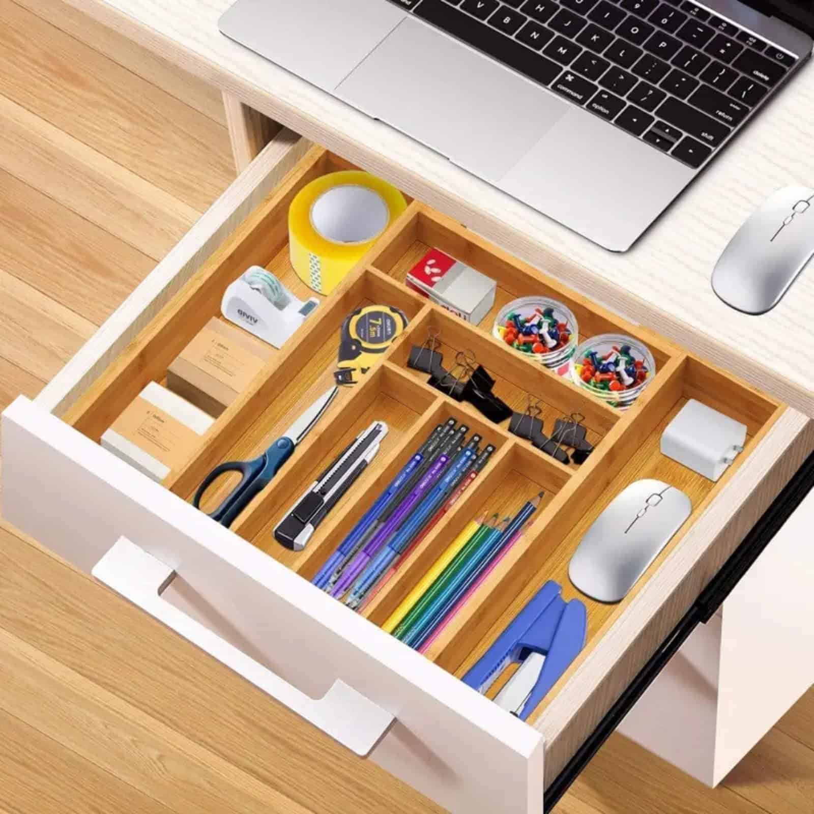 Multifunctional Bamboo Drawer Organizer
