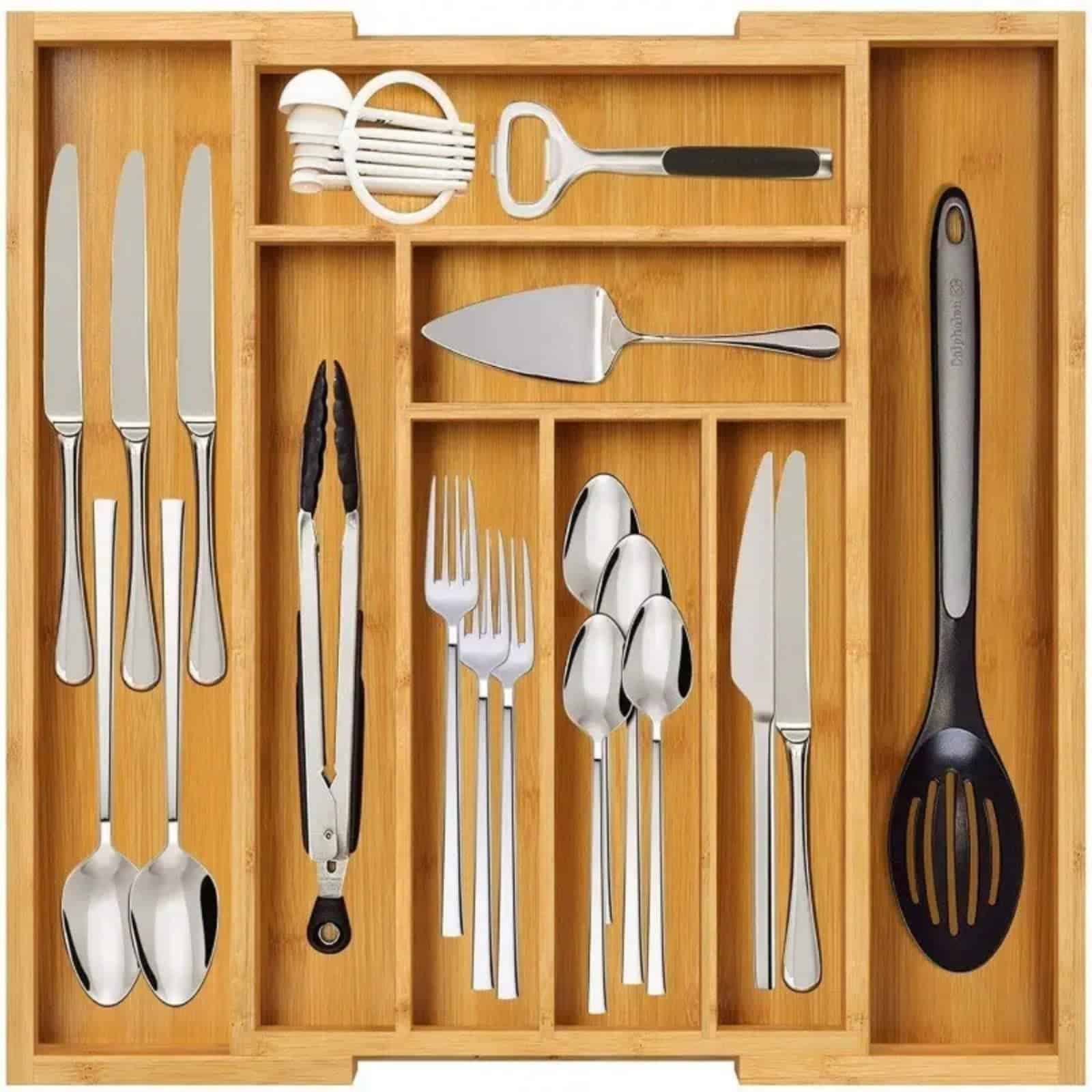 Multifunctional Bamboo Drawer Organizer