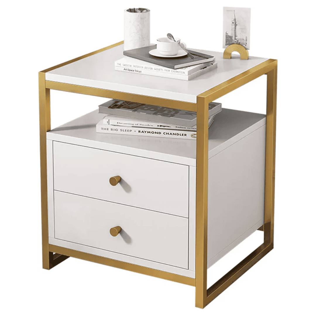 Nordic Luxury Double Drawer Bedside Cabinet