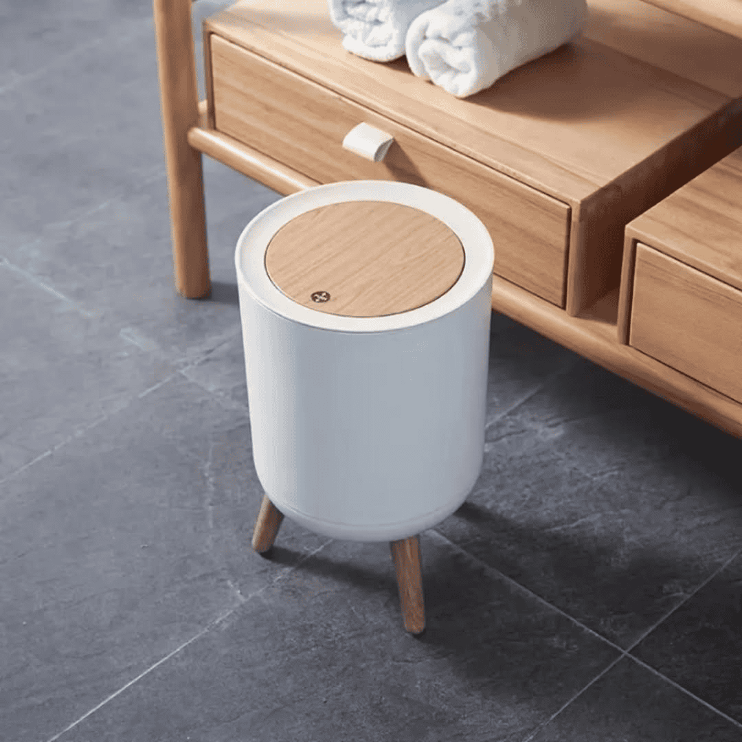 Dustbin with Wood Grain Cover
