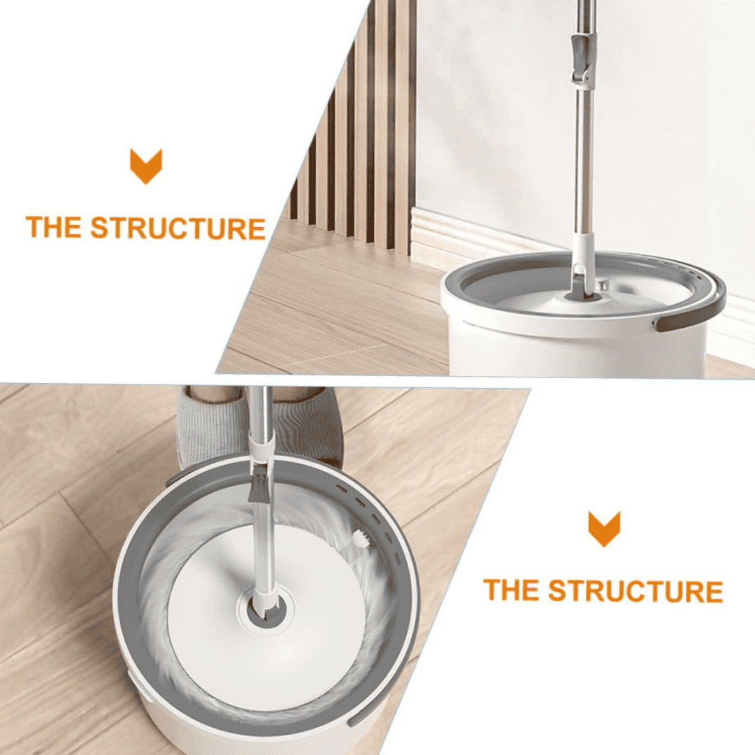 Hand-Free 360° Spin Mop with Bucket