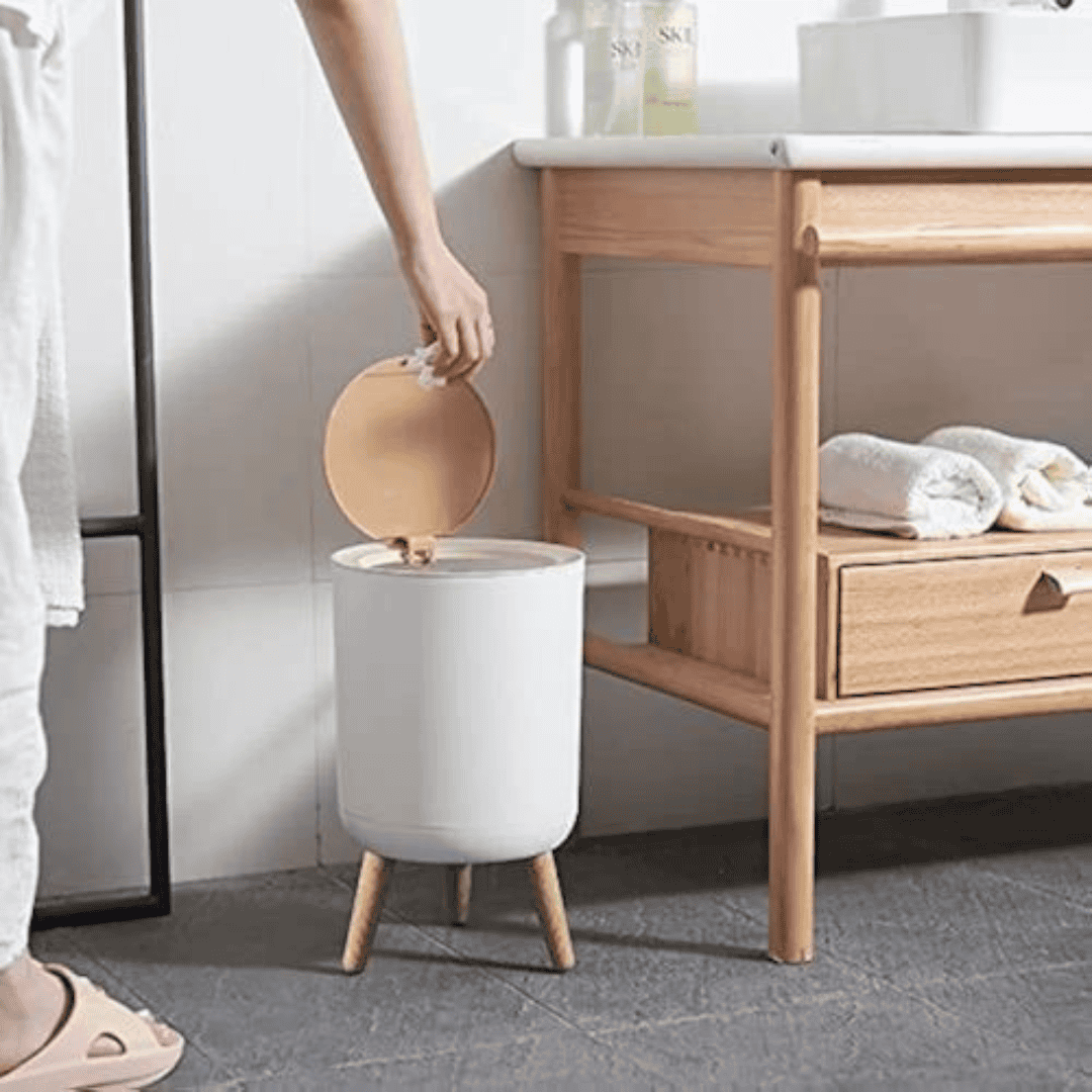 Dustbin with Wood Grain Cover