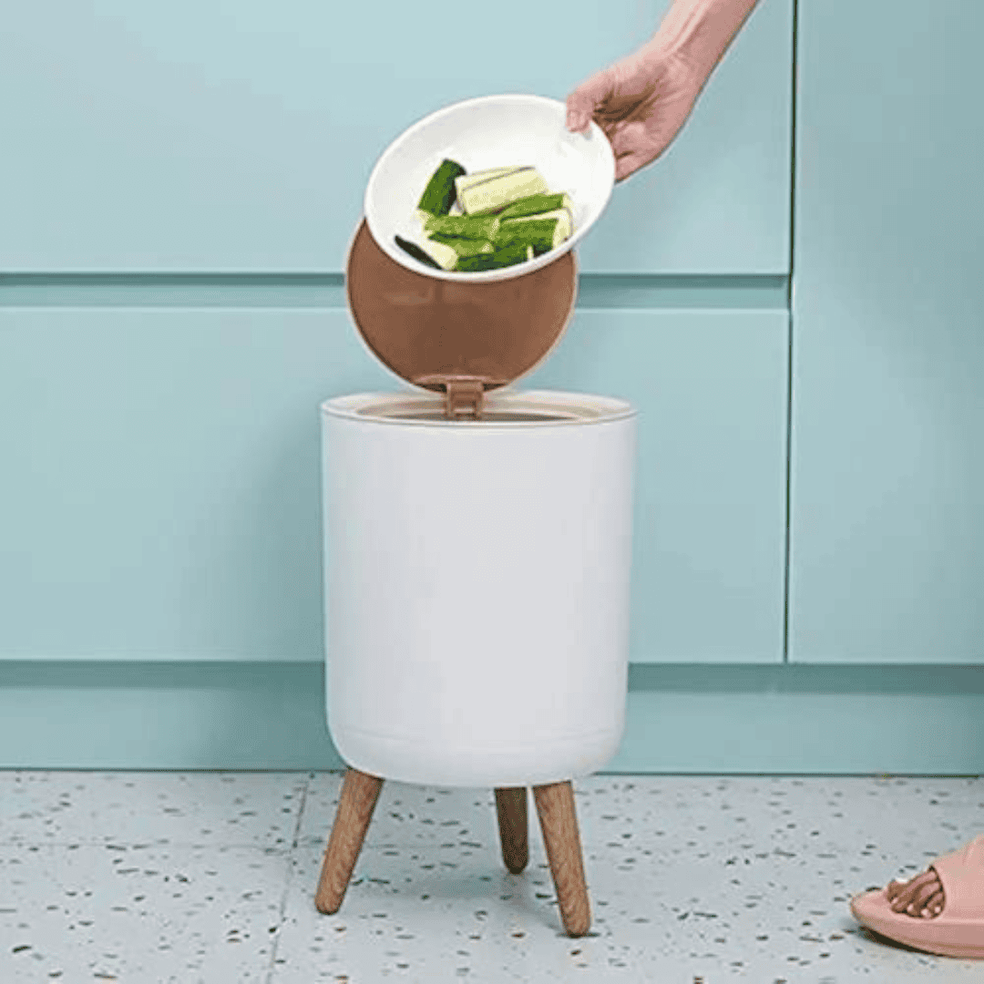 Dustbin with Wood Grain Cover