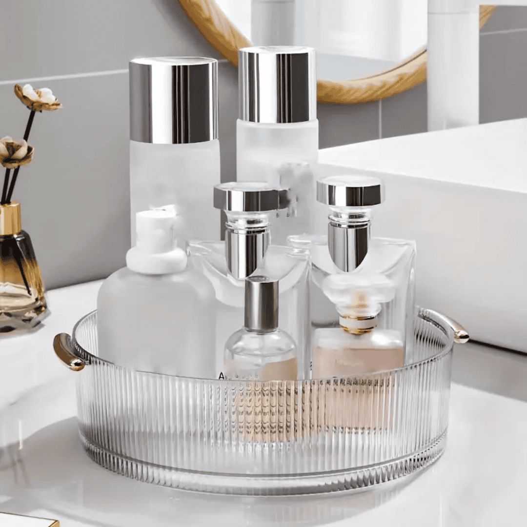 Ribbed Acrylic Lazy Susan Cosmetic Organizer