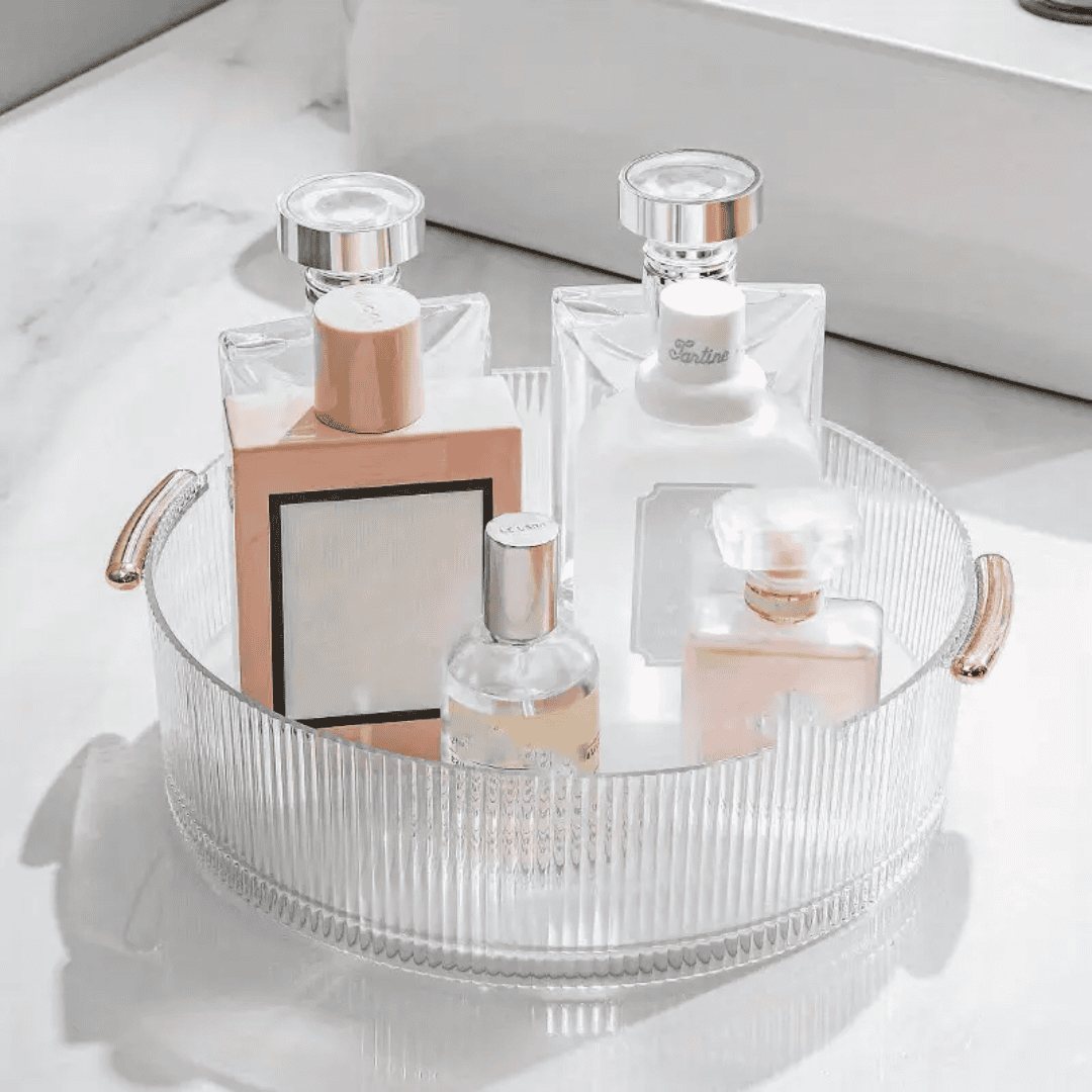 Ribbed Acrylic Lazy Susan Cosmetic Organizer