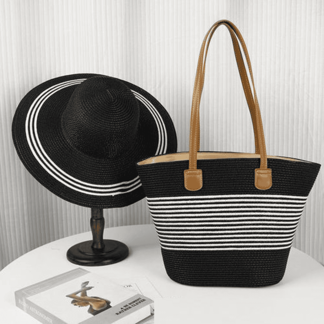 Summer Straw Woven Beach Bag and Hat
