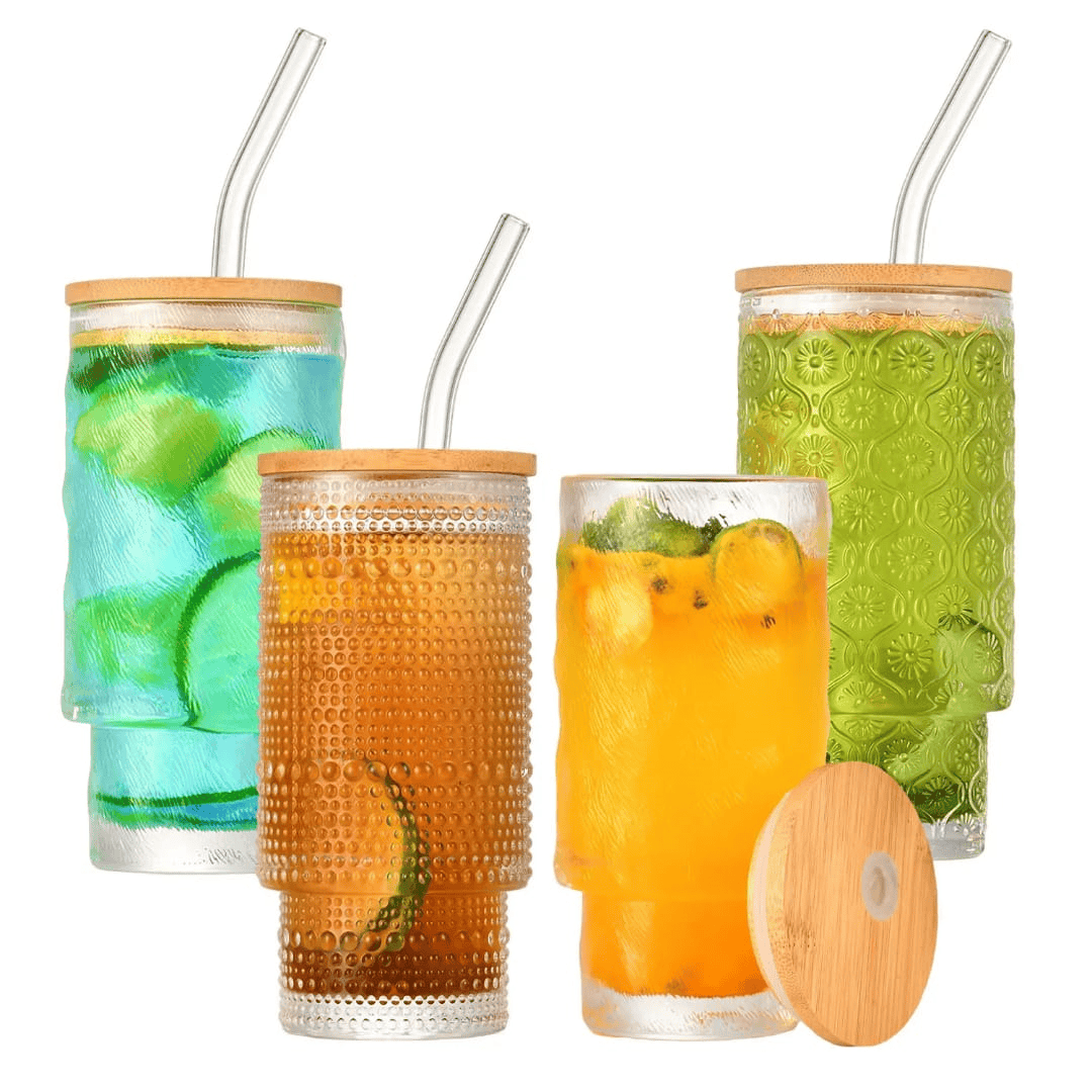 Aesthetic Highball Crystal Ribbed Glasses Set