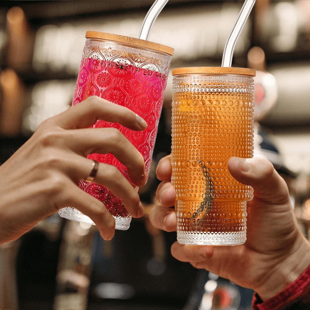 Aesthetic Highball Crystal Ribbed Glasses Set