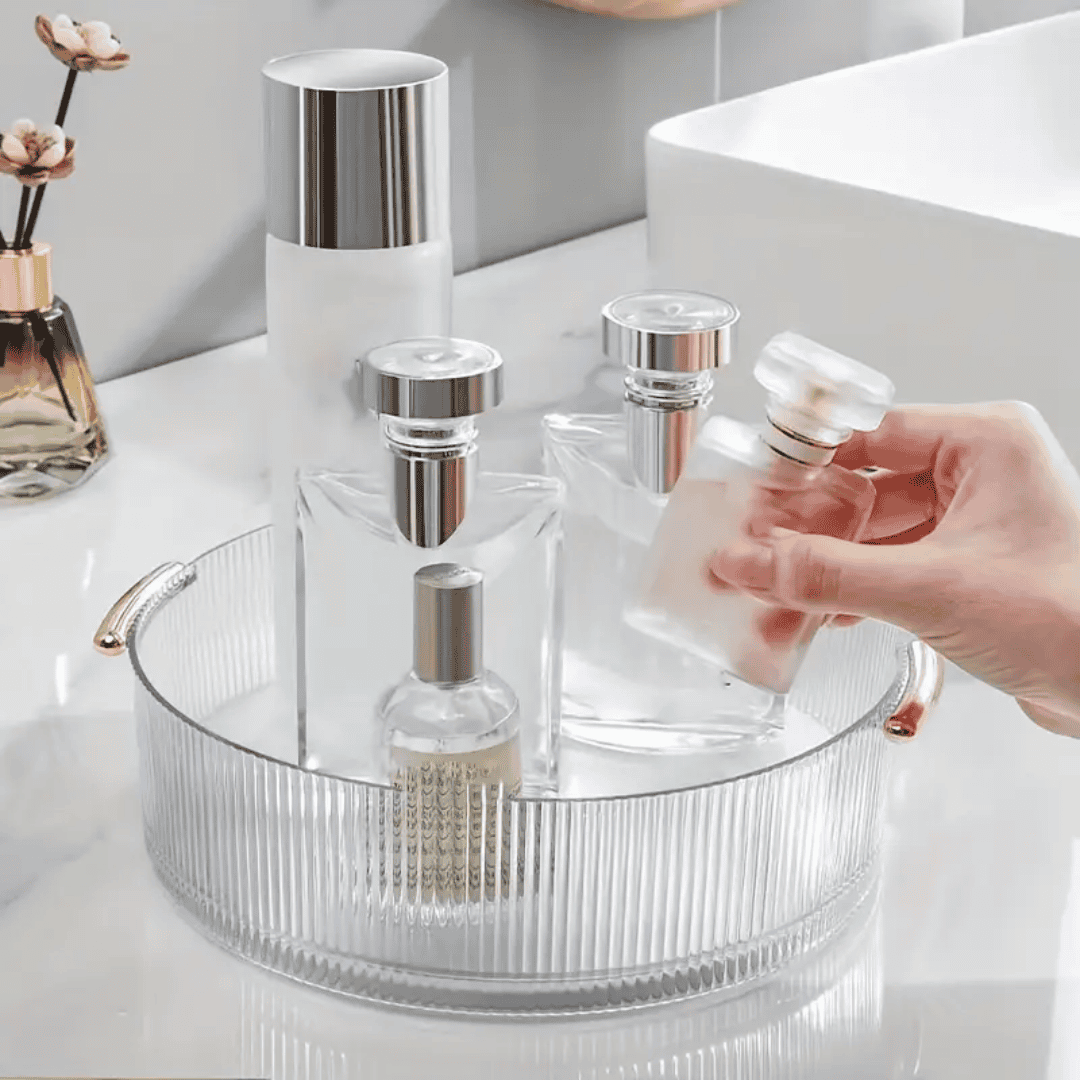 Ribbed Acrylic Lazy Susan Cosmetic Organizer