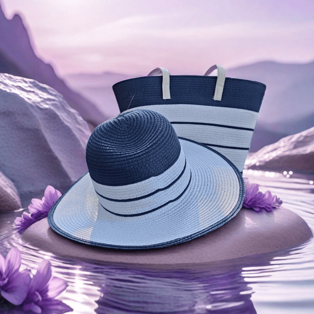 Summer Straw Woven Beach Bag and Hat