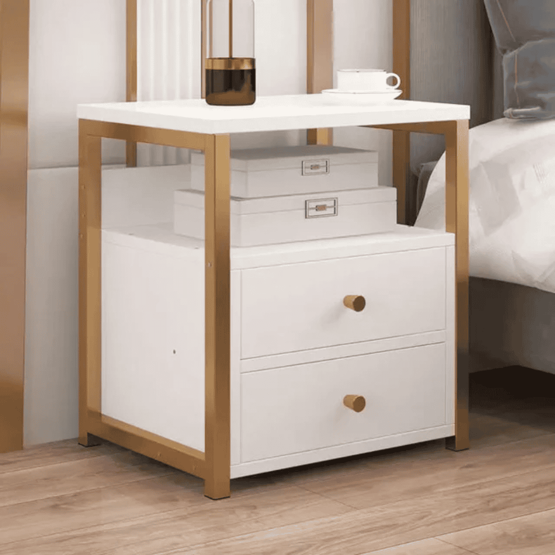 Nordic Luxury Double Drawer Bedside Cabinet