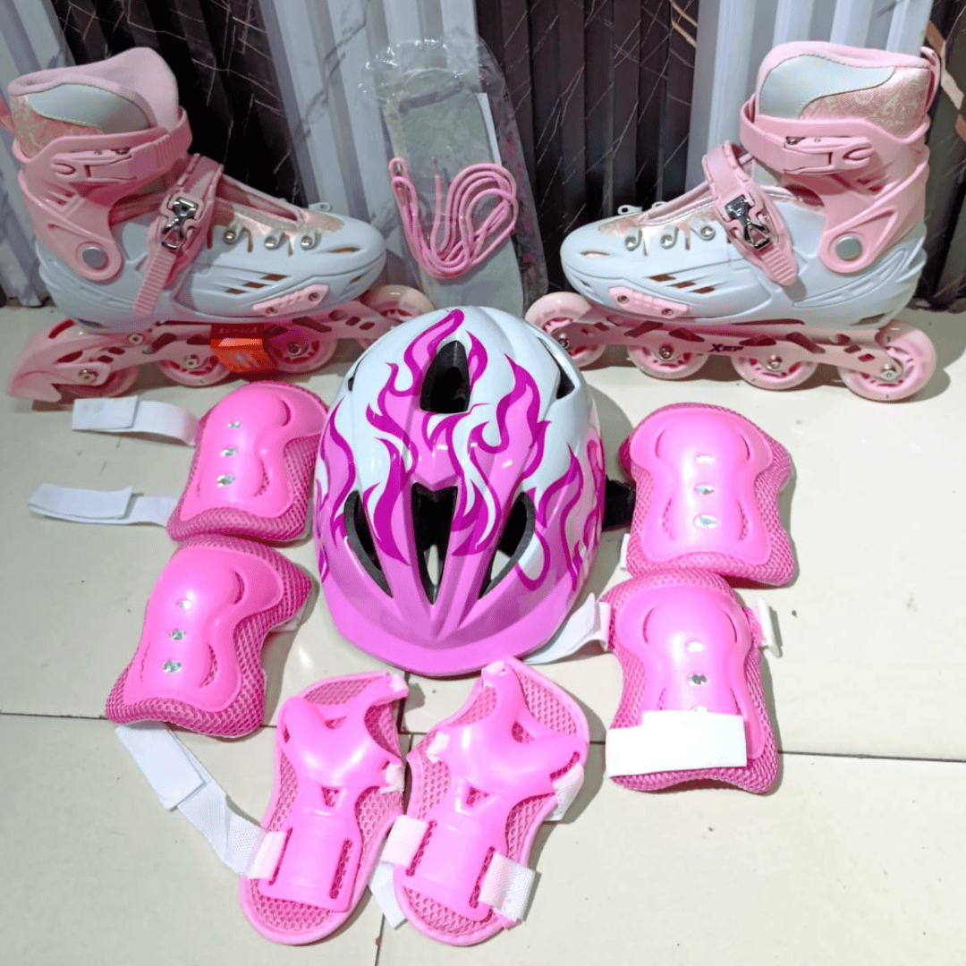 Full Set Hard Boot Skates with Rubber Glowing Wheels