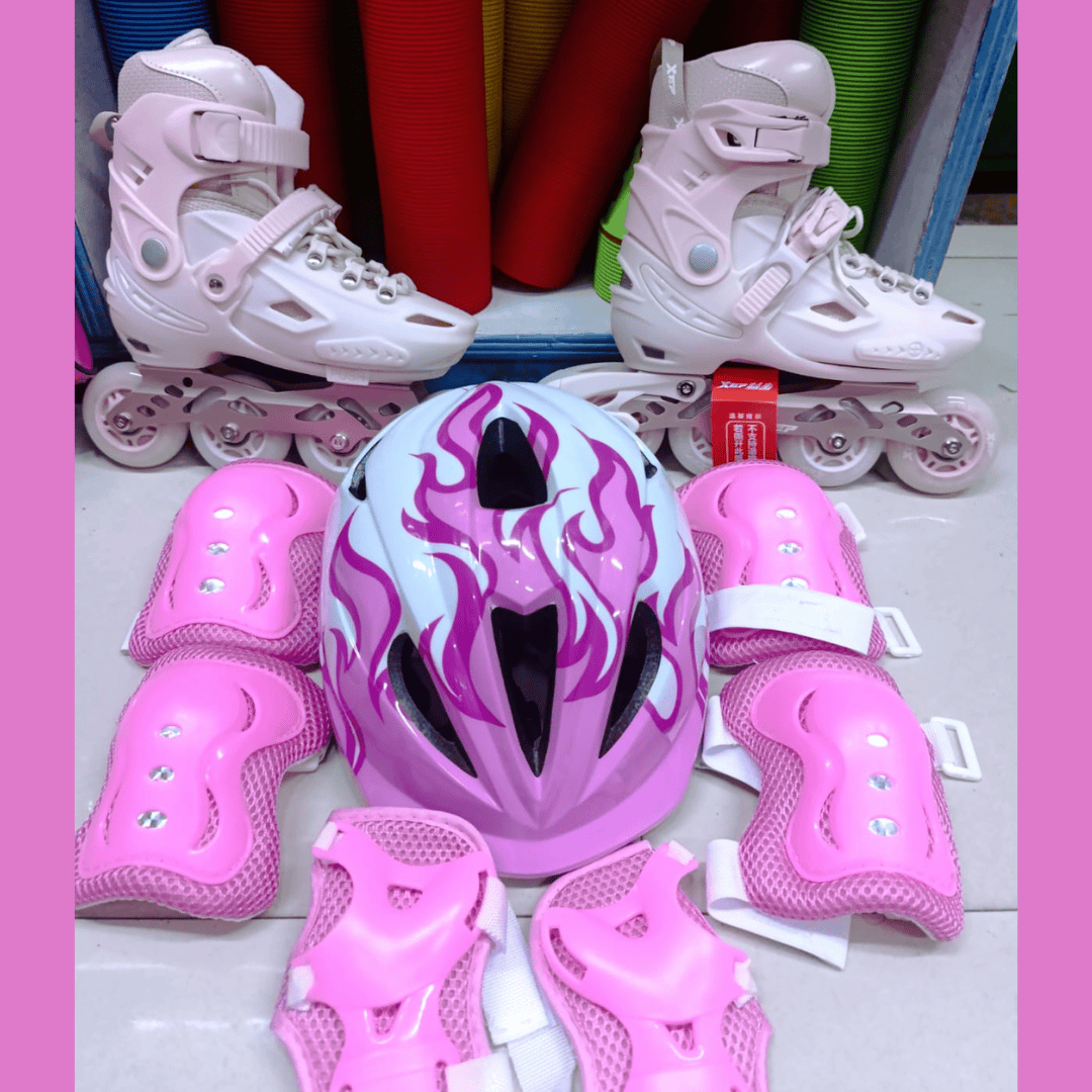 Full Set Hard Boot Skates with Rubber Wheels