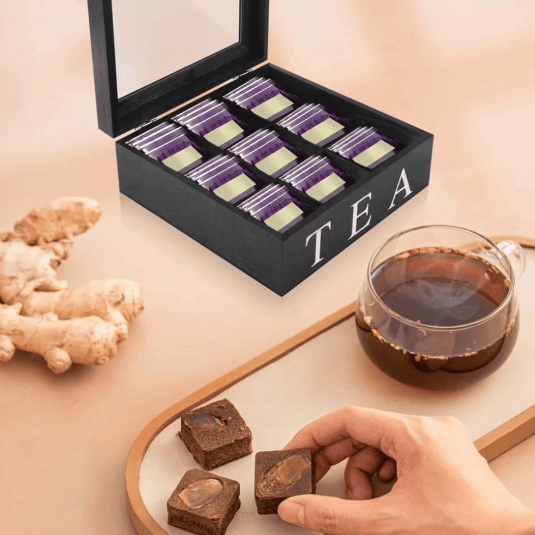 9-Grid Bamboo Tea Bag Organizer