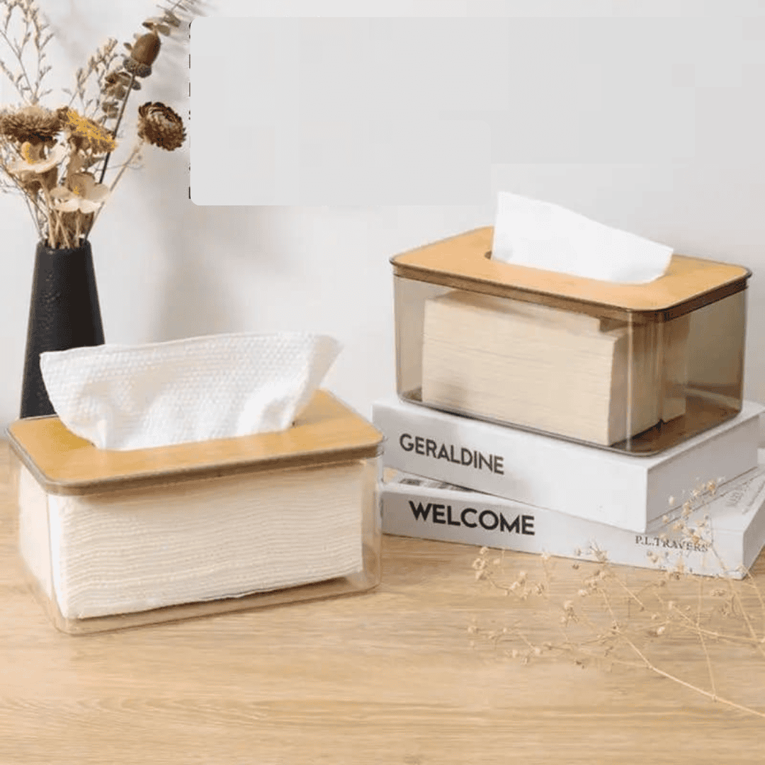 Nordic Minimalist Tissue Box / Serviette Holder with Bamboo Lid