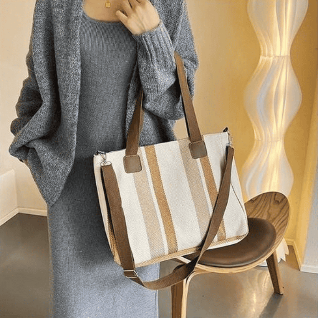 Striped Canvas Tote Bag