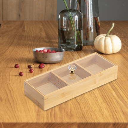 3-Slot Wooden Tea Bag / Candy Organizer