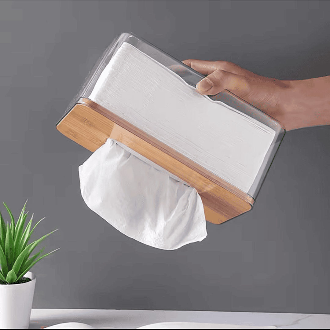 Nordic Minimalist Tissue Box / Serviette Holder with Bamboo Lid