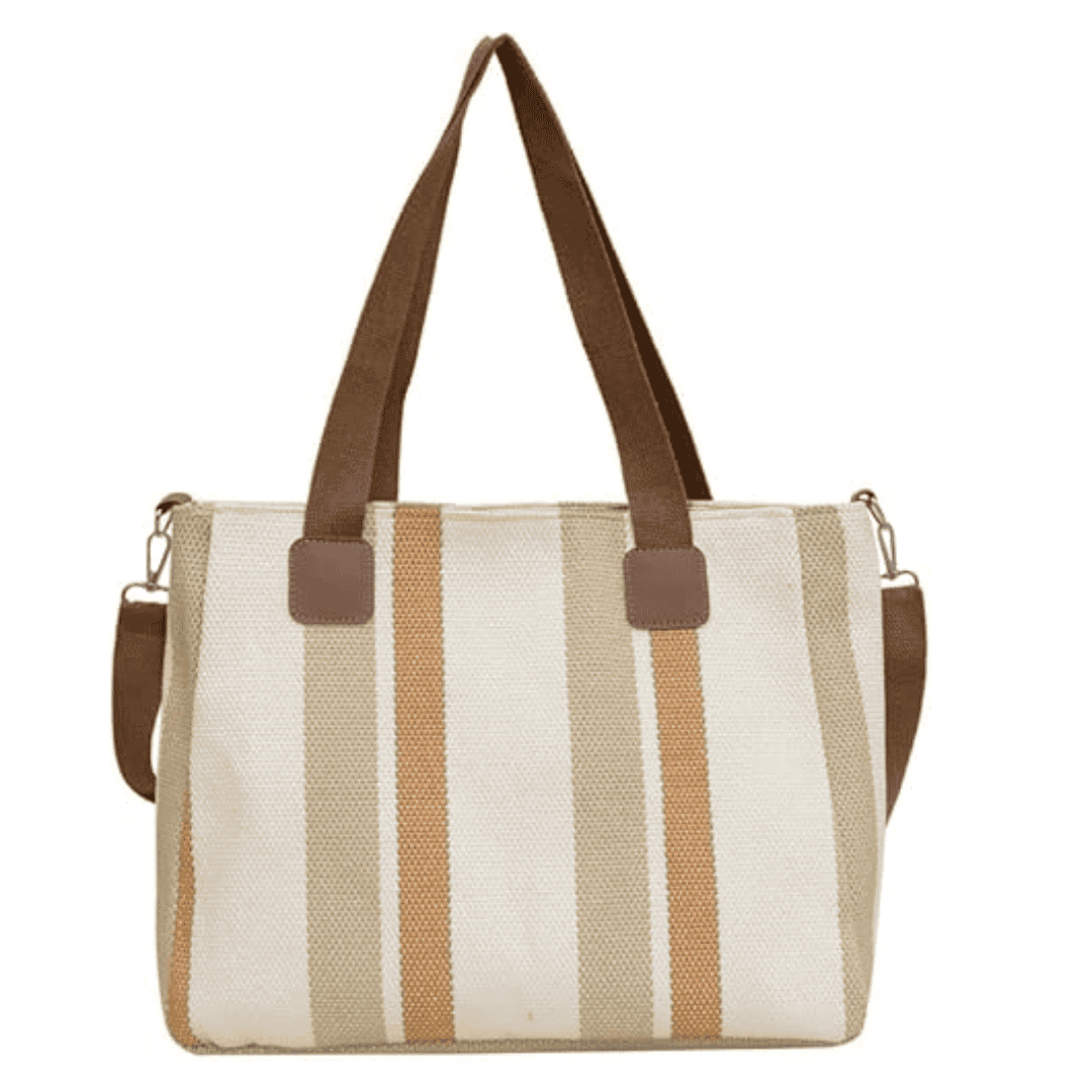 Striped Canvas Tote Bag