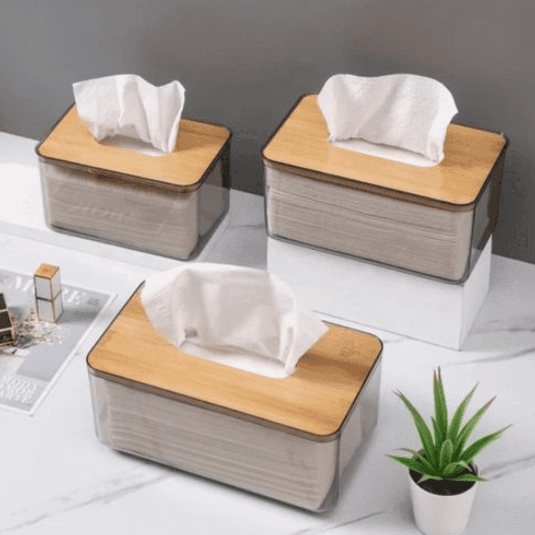 Nordic Minimalist Tissue Box / Serviette Holder with Bamboo Lid