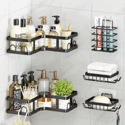 5pcs Set Corner Shower Caddy Shelf Bathroom Organizer