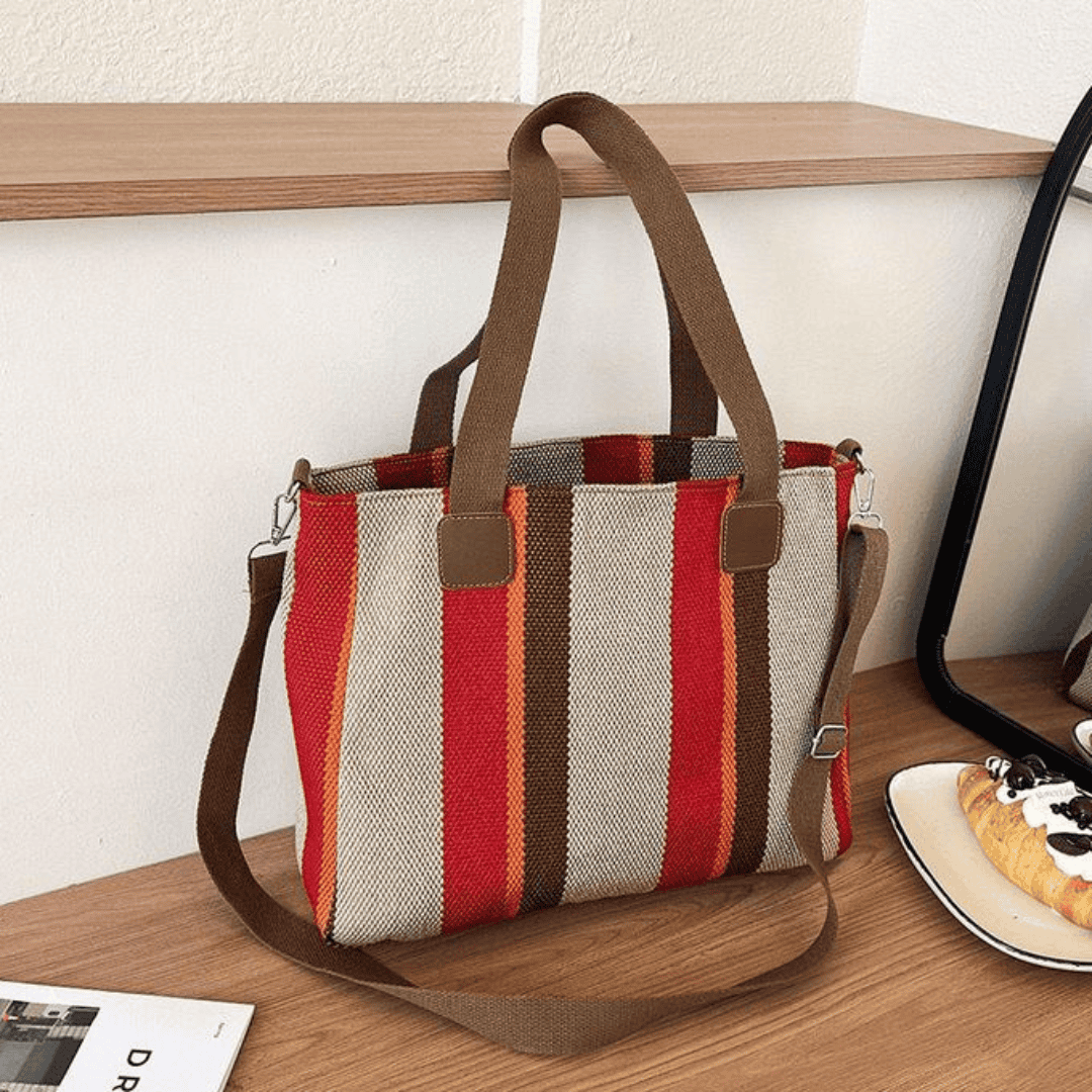 Striped Canvas Tote Bag