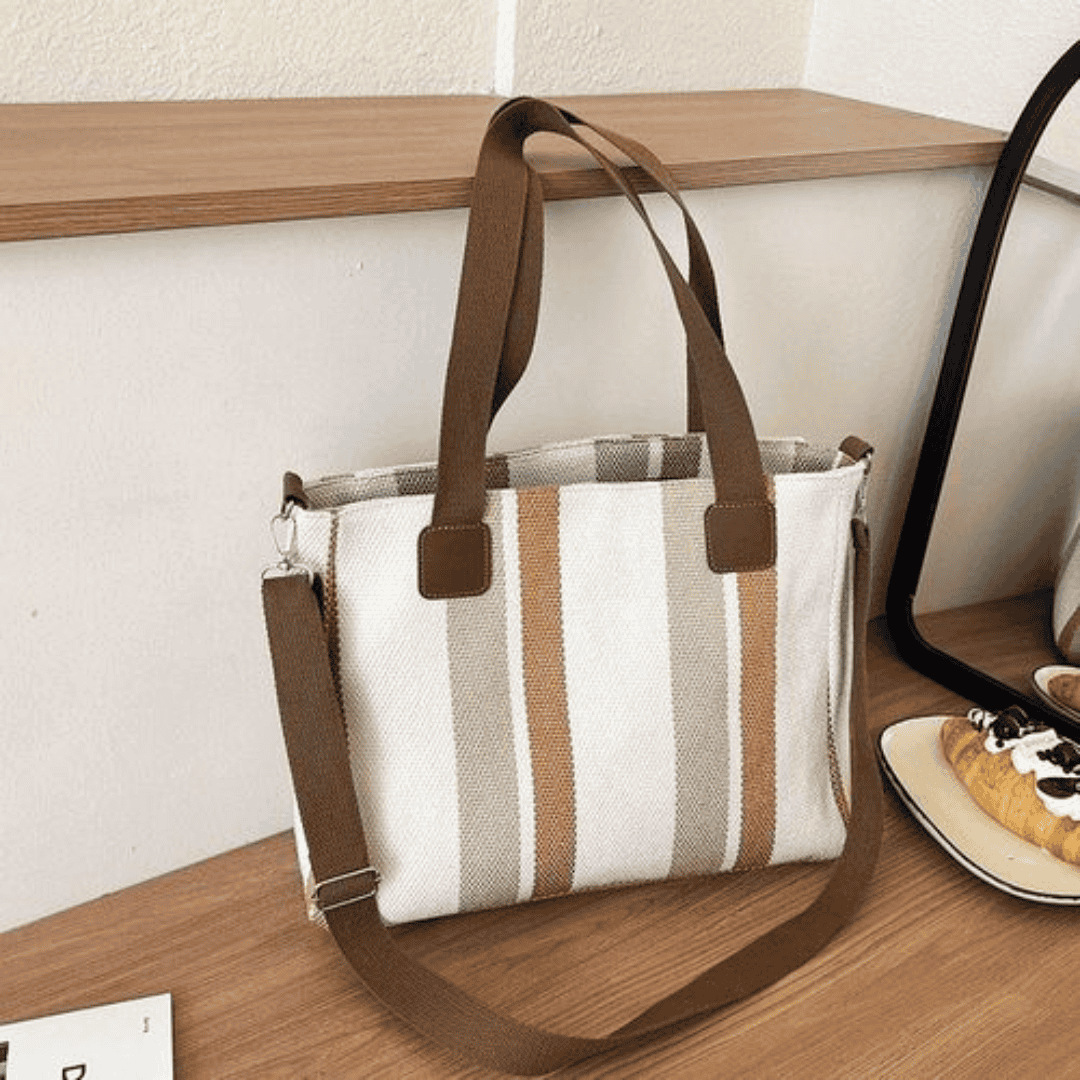 Striped Canvas Tote Bag
