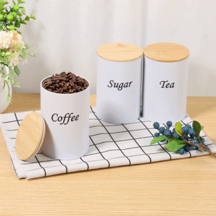 3pcs Airtight Canister Set With Bamboo Lids