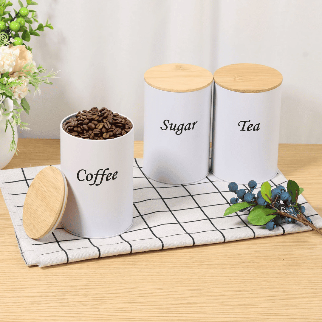 3pcs Airtight Canister Set With Bamboo Lids