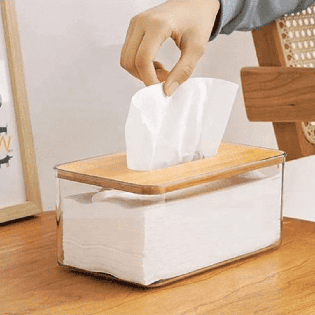 Nordic Minimalist Tissue Box / Serviette Holder with Bamboo Lid