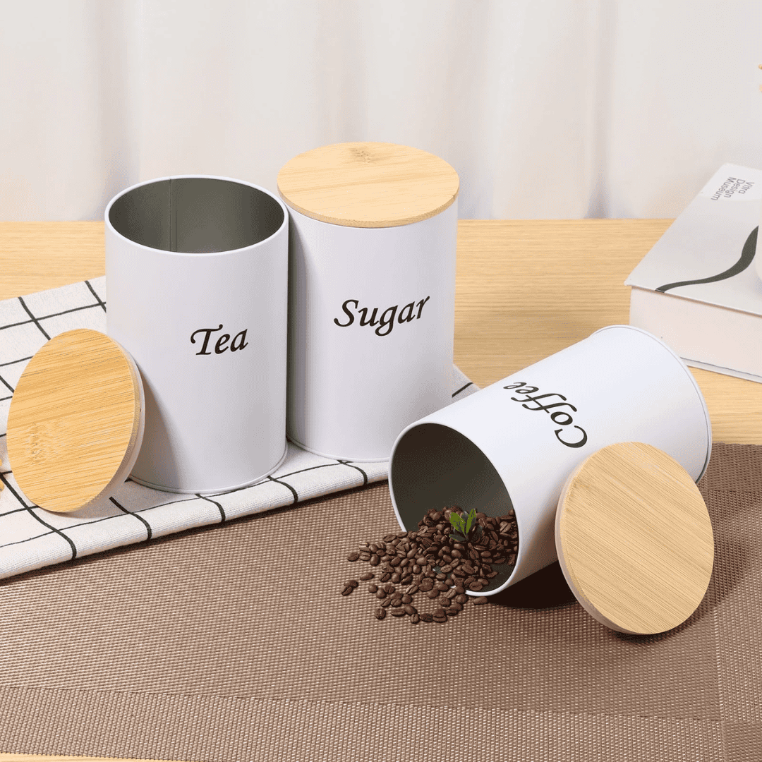 3pcs Airtight Canister Set With Bamboo Lids