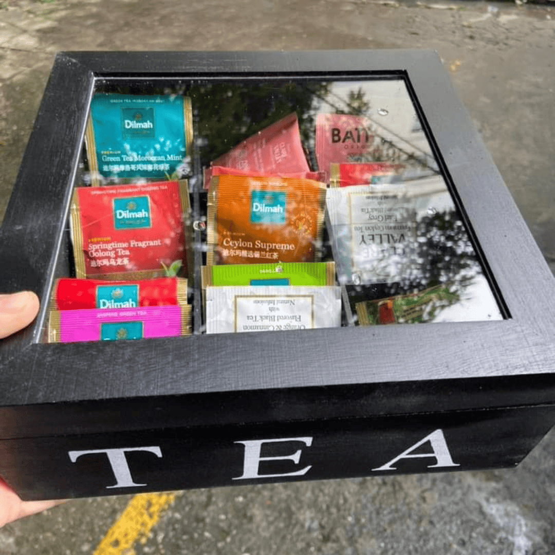 9-Grid Bamboo Tea Bag Organizer