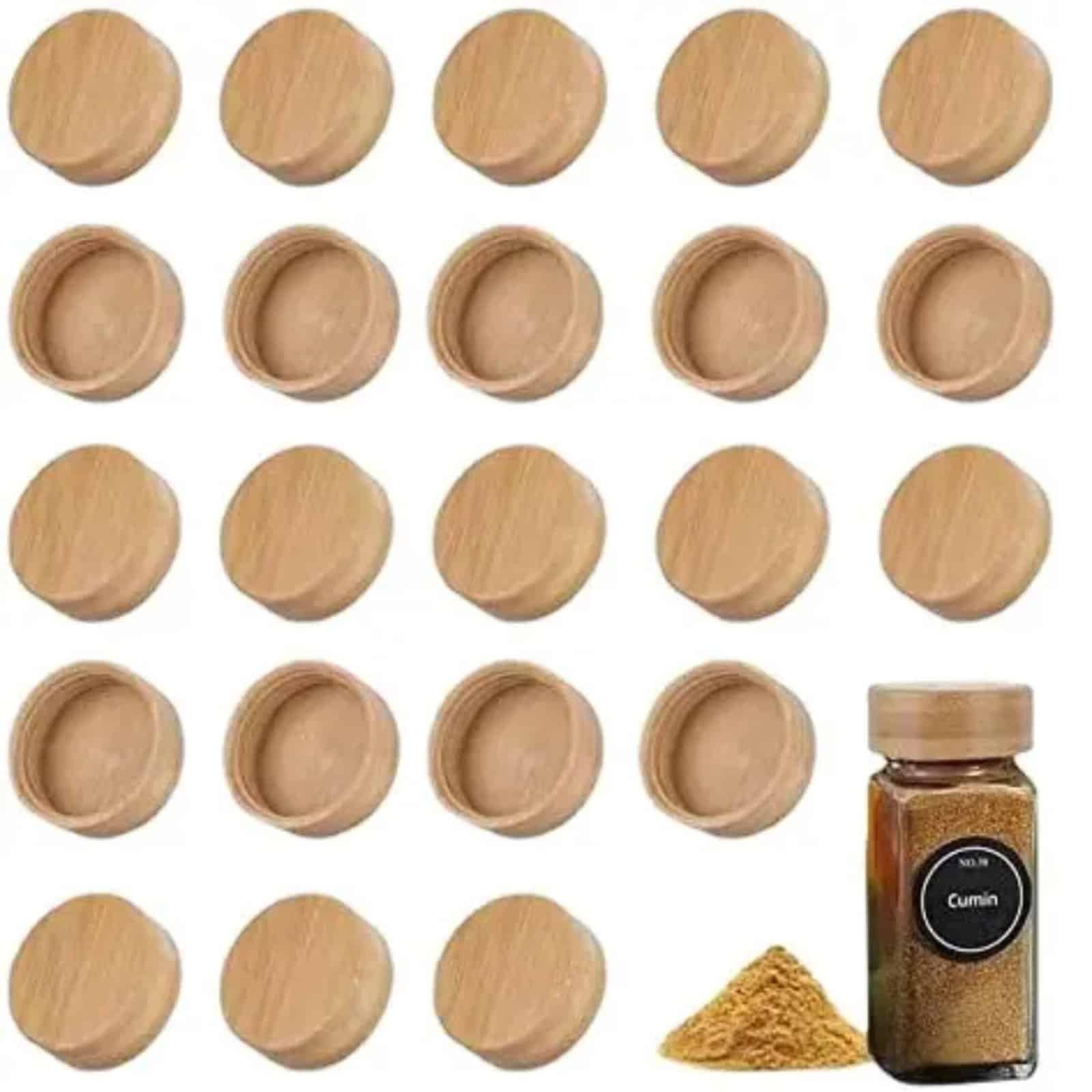 24pcs Set Spice Jars With Bamboo Lid
