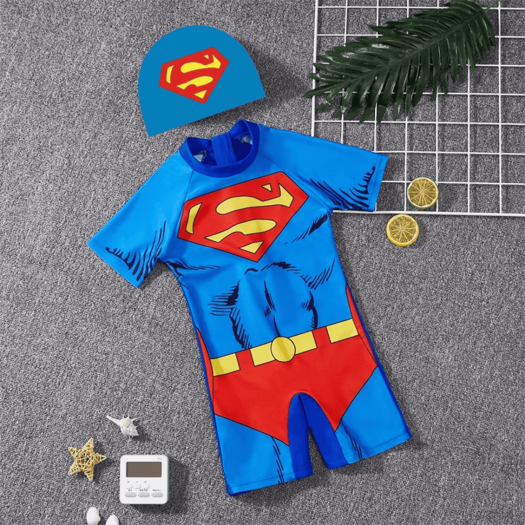 Kids Cartoon Themed Swimming Costumes with Cap