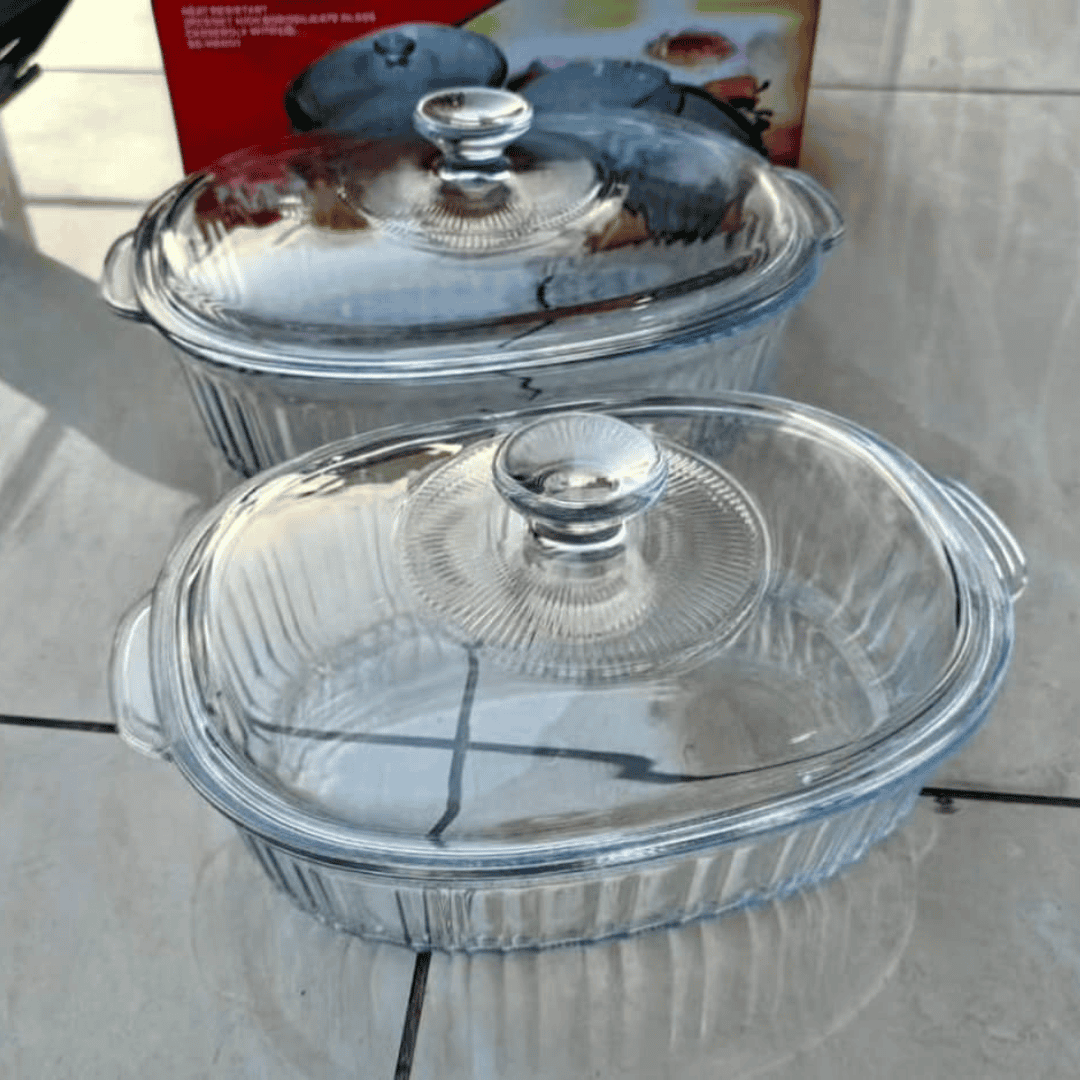 2pc Glass Baking Tins with Lids