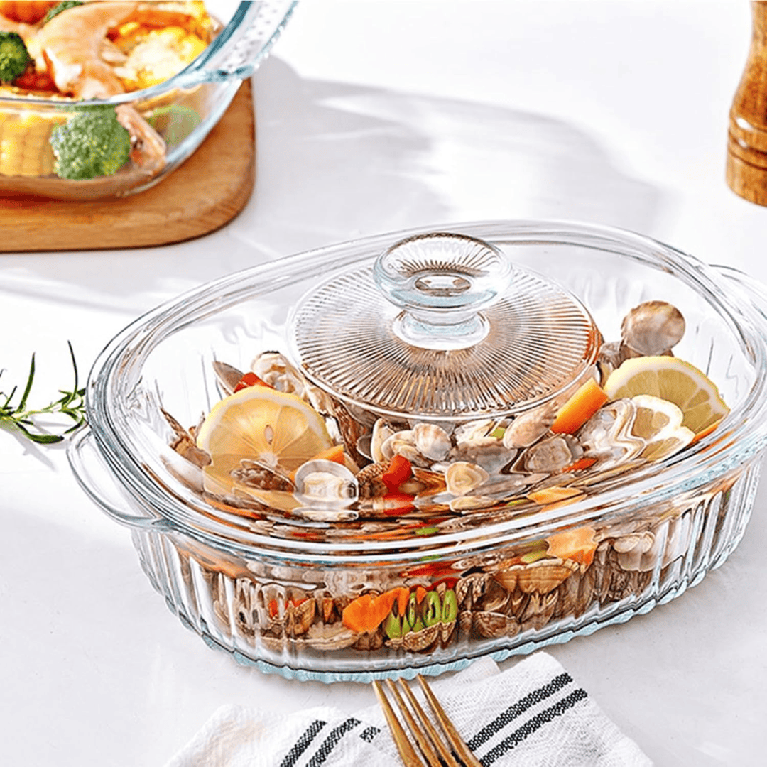 2pc Glass Baking Tins with Lids