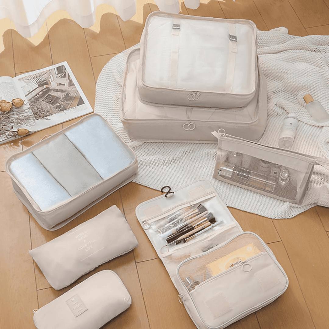 8pcs Luggage Travel Organizers for Suitcase with Toiletry Cosmetic Case