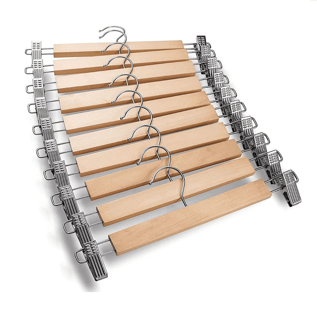 High Grade Natural Wooden Hangers with Clips