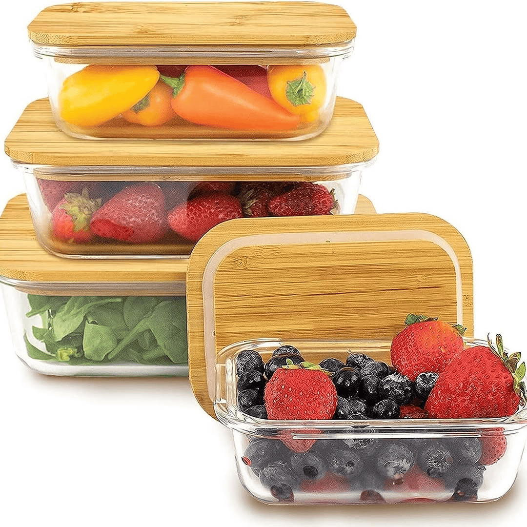 3-in-1 Snack Storage Box Set with Wooden Top Lid