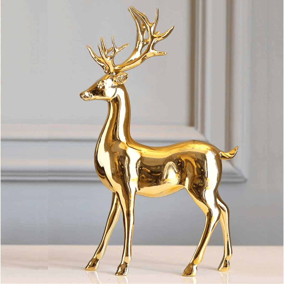 2pcs European Style Fashionable Gold Electroplated Resin Deers