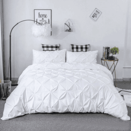 3pcs Pinch Pleat Pintuck Duvet Cover Set