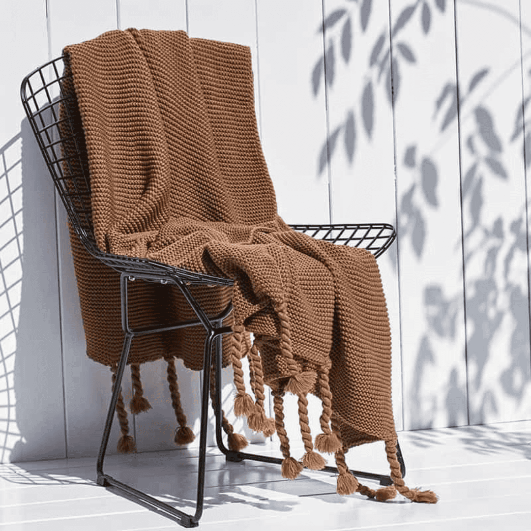 Super Soft Knitted Throw Blankets With Tassels