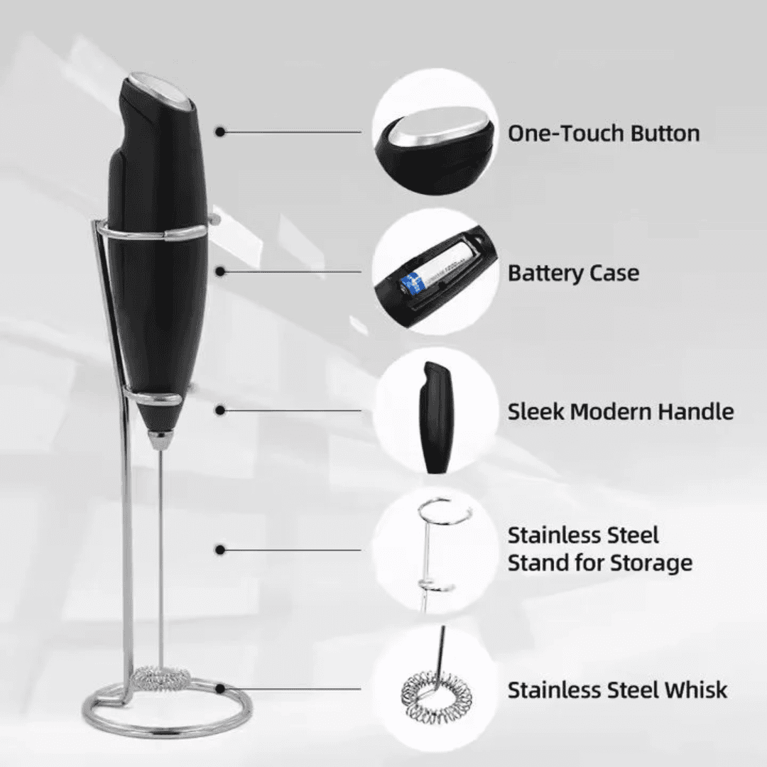 Powerful Handheld Milk Frother with Stand