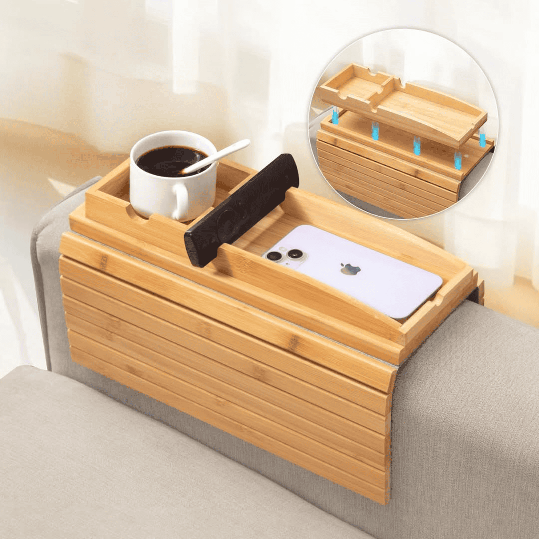 Bamboo Sofa Arm Rest Organizer
