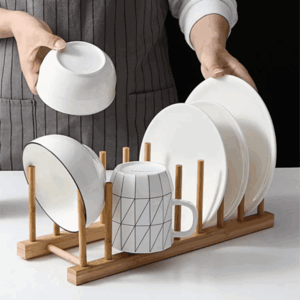 8-Slot Bamboo Plate Rack
