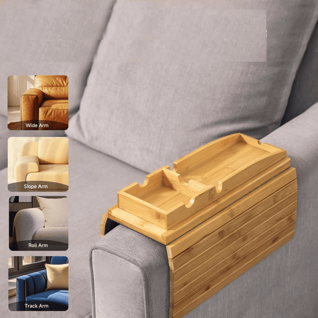 Bamboo Sofa Arm Rest Organizer