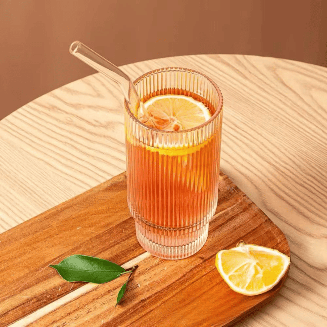 Ribbed Crystal Glass Tumblers