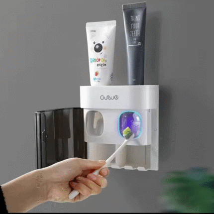Wall-Mounted Automatic Toothpaste Dispenser with Magnetic Toothbrush Holder