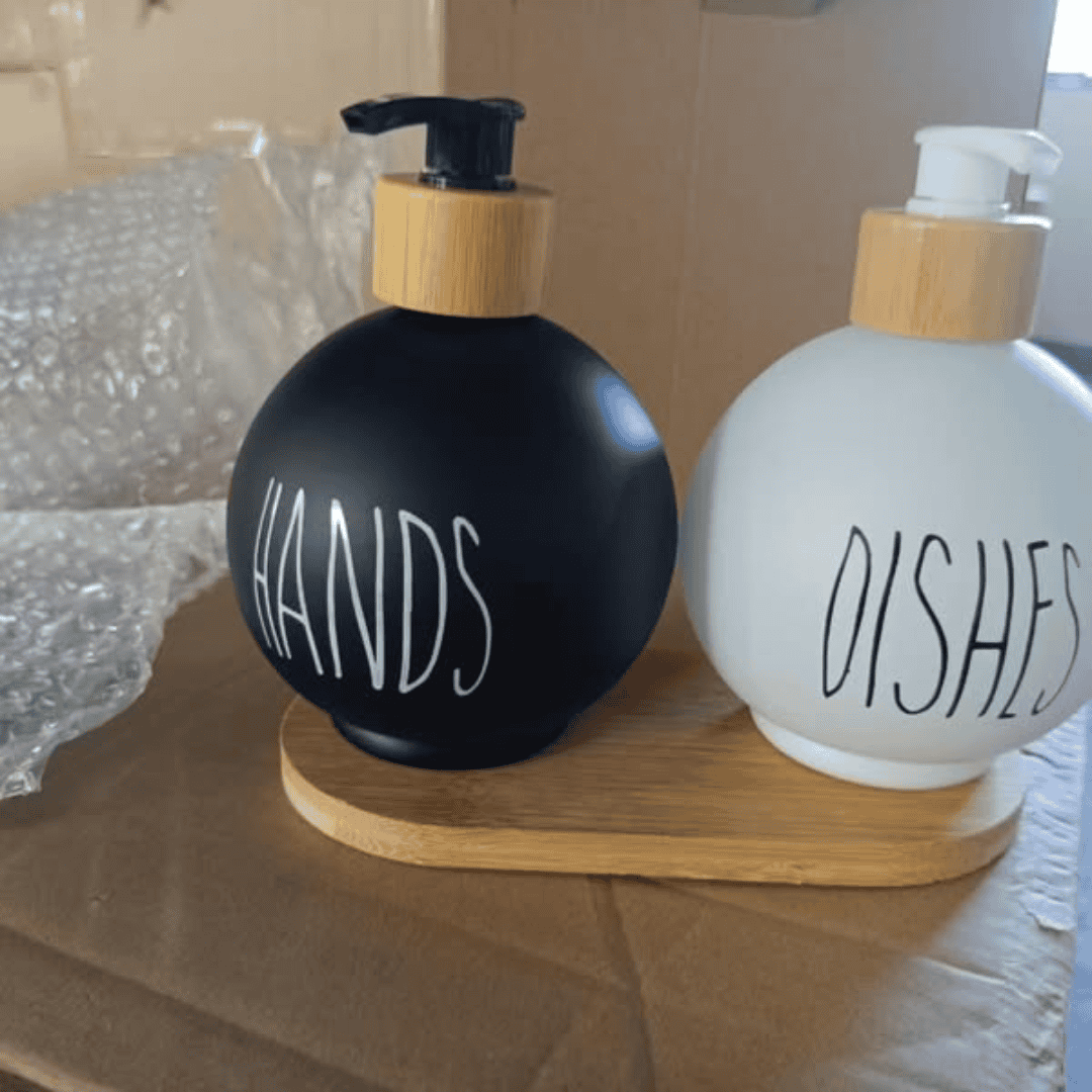 500ml Glass Soap Dispenser with Bamboo Stand