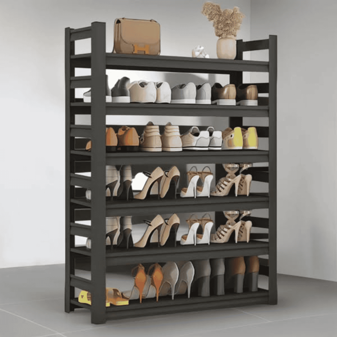 Space-Saving 5-Layer Full Metallic Shoe Rack